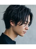 大人センターパート×無造作ウェーブ