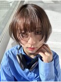 くびレイヤーボブルフネビージュ小顔ワンレンこなれミディ