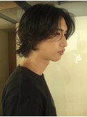 メンズボブウルフメンズミディアムレイヤーカットメンズウルフ