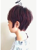 大人可愛い耳掛けモーブショートボブ《鶴見　美容室　warm》