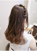 ゆる巻きハーフアップ