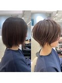 ショートボブ髪型30代40代50代前髪あり前髪なし【橋本】