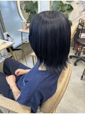 顔周りレイヤーボブ☆ネイビーブルー