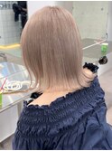 ショートボブミルクティーベージュカラーダブルカラーハイトーン