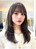 韓国ヘア　透明感カラー　2wayバング  レイヤーカット   顔周り