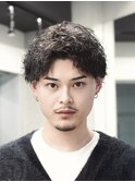 渋谷ルーズショートメンズカットアクティブショートアップバング