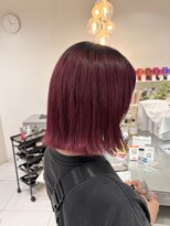 ステラ ヘア デザイン サロン(STELLA hair design salon)&nbsp;ワインレッド×切りっぱなしボブ 【由比藤】