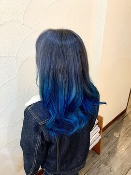 グーフォ(gufo) セミロング♪ブルー系グラデーション♪