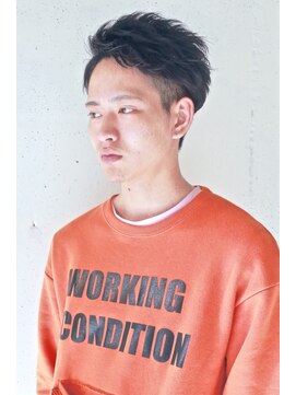 コンビネーション(combination) 黒髪 アップバング ツーブロック メンズパーマ 眉毛カット01