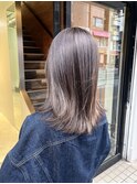 大人の細めハイライト/グレージュ/髪質改善/ミディアム/艶カラー