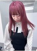 ケアブリーチ ピンクカラー 姫カットレイヤー【天神大名】