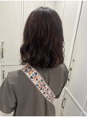 デジタルパーマボブパーマウェーブヘアチェリーブラウン