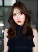 ☆フェミニンロング大人かわいいぱっつん前髪レイヤーカット小顔