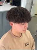 爽やか無造作ビジネスツーブロック波巻きパーマ