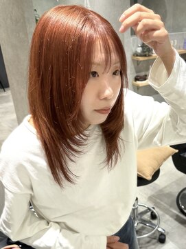 ラミエバイメルト 下北沢(lamie by melt) 花田レイヤーカットハッシュカットオレンジブラウンピンク下北沢