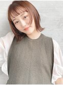 似合わせカットミディアムイメチェンレッドブラウン外ハネボブ4
