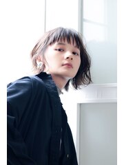 小顔 シースルーバングショートボブ　  【学割U24/髪質改善】