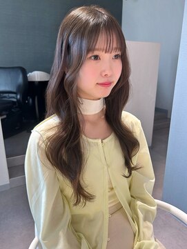 アム(amu) ロングレイヤー/顔まわりレイヤー/オリーブベージュ/韓国ヘア
