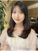 セミロング30代40代ストレートレイヤー前髪あり表参道【山岡】