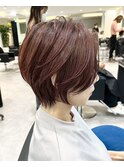 40代50代銀座ショートボブ秋カラー大人可愛い前髪あり E