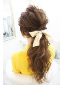 編み込みローポニーテール ヘアセット