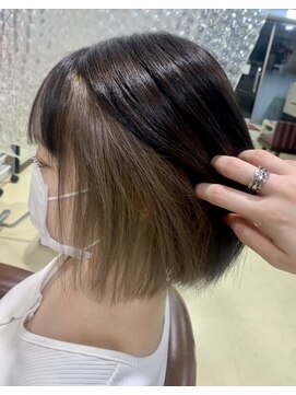 アズールサン 草加西口店(azule-sun) ボブ　インナーカラー　ベージュカラー