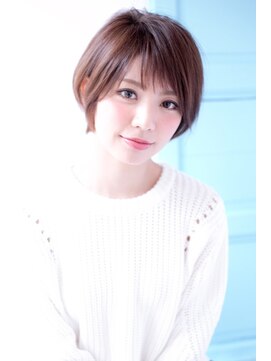 エイチバイシオミエイチ 神戸三宮(H by shiomi H) [shiomi H]斜めバング×くびれショート×透明感ブラウンカラー