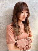 ゆるふわロングベージュカラーブリーチしない透明感カラー