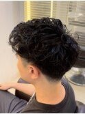 メンズ ショート アップバング スパイラルパーマ