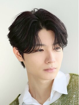 アズ ワン(AS ONE) 韓国ヘアコンマバング韓国マッシュセンターパートフェザーパーマ