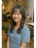 明るめアッシュのちょい可愛いロング
