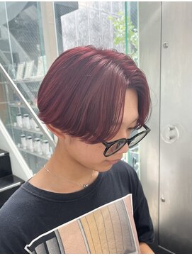 シェリ ヘアデザイン(CHERIE hair design) センターパート×ワインレッド