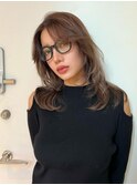 ブリーチなしベージュカラー大人美人レイヤーカット冬カラー