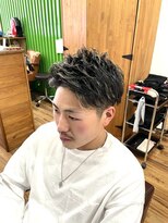 ヘアスタジオ ロメオ(hair studio Romeo)&nbsp;アップバングハイライトメッシュ毛流れパーマ