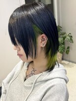 トーン(TONE)&nbsp;派手髪デザイン☆ネイビー×ライムグリーン×ブラック
