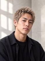 ORO MEN'S 緑地公園【オーロ/メンズ/眉毛/アイブロウ/メンズカット/メンズパーマ】&nbsp;【ブリーチカラー】ホワイトベージュスパイキーショート