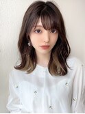 大人かわいいフェザーバングカーキグレージュボブ30代吉祥寺
