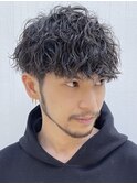 ツイストスパイラルパーマメンズパーママッシュウルフフェード
