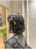 【RYOHEI】強めのウェーブパーマボブ 黒髪 横浜 前髪パーマ