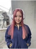 切りっぱなしボブ エアリーロング 美髪 ピンクブラウン