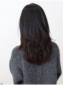 艶髪ナチュラルブラック大人センターパートレイヤーロング