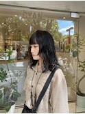 顔まわりウルフのウェーブパーマ