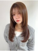 顔まわりレイヤー/デザインカット/水素カラー/艶髪/透明感