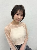 サラジュ 西宮北口店(SARAJU) ダークグレー前髪シースルーショートボブ