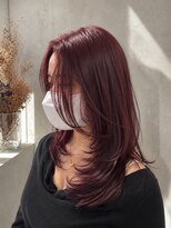 シアバイルーシー(SIA by LUCEY)&nbsp;暖色カラーブリーチなしピンクカラー赤髪ボルドーカラーレッド