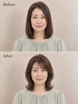 aptas 青山/表参道 白髪染め/白髪ぼかしハイライト/ボリュームアップエクステ&nbsp;50代の大人くびれミディアム｜表参道・青山