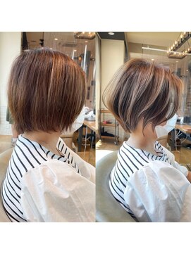 バンプ ギンザ(BUMP GINZA) 30代、40代/丸みくびれショートボブ×白髪染めハイライト/大宮