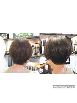 カミケン 方木田店(kamiken.) 襟足すっきり艶髪アッシュブラウンショート【カミケン方木田店】