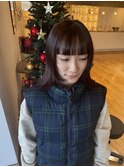 red brown wide bang