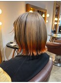 ミルクティー×オレンジ×ブラック×デザインカラー×ブリーチ